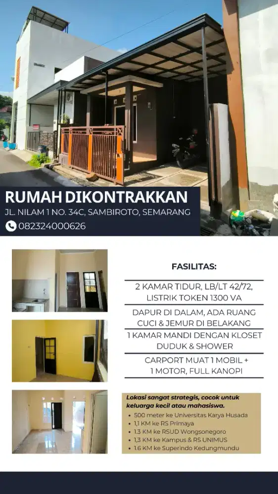 Disewakan/kontrak rumah di daerah Nilam, Sambiroto, Kota Semarang