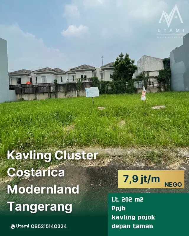 Kavling tanah di bawah pasaran cluster costarica Modernland Tangerang