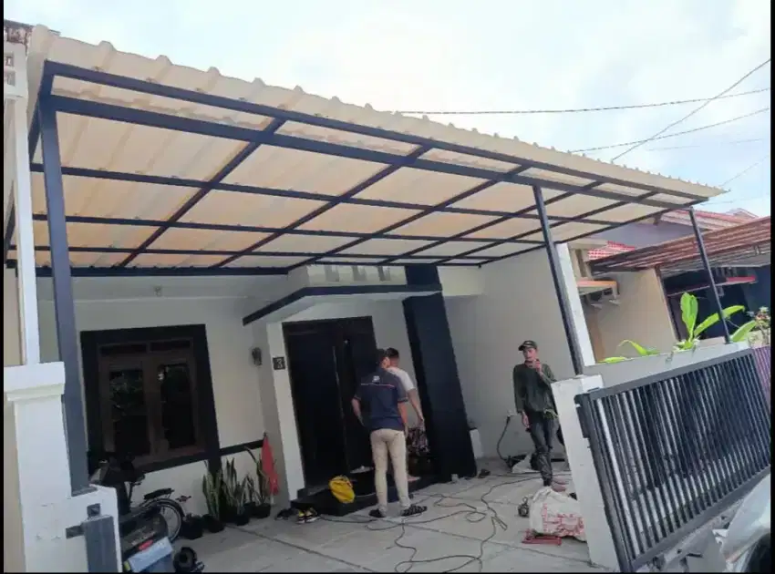 Kanopi alderon rangka besi hollow galvanis canopy mewah anti panas