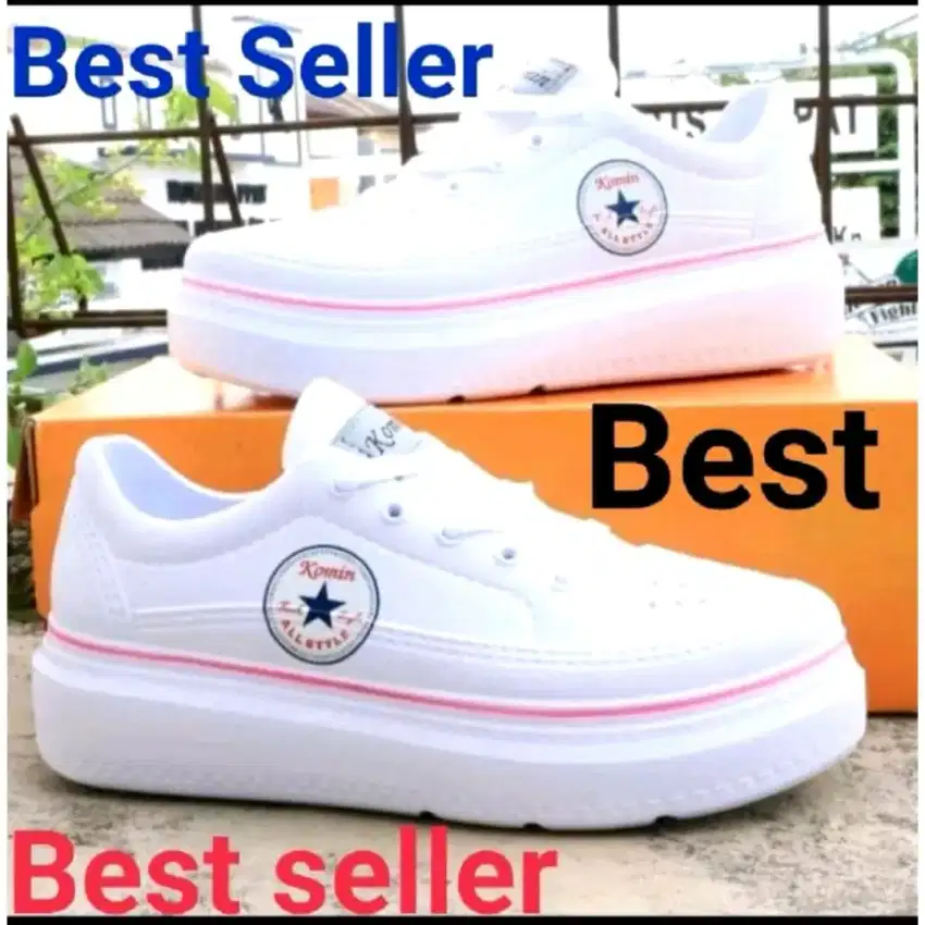 Sepatu karet wanita sneakers putih ringan