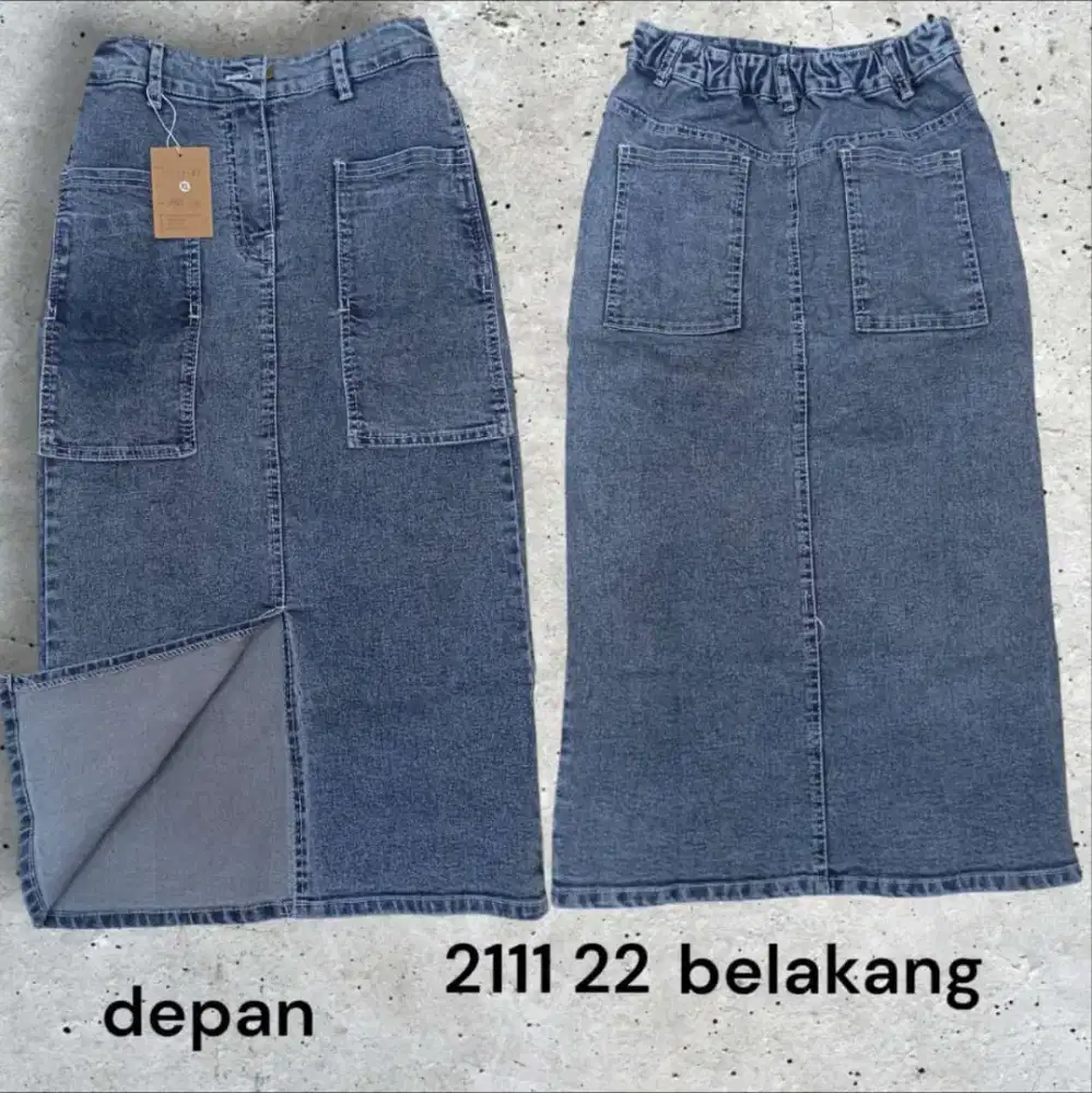 Rok jeans denim wanita premium