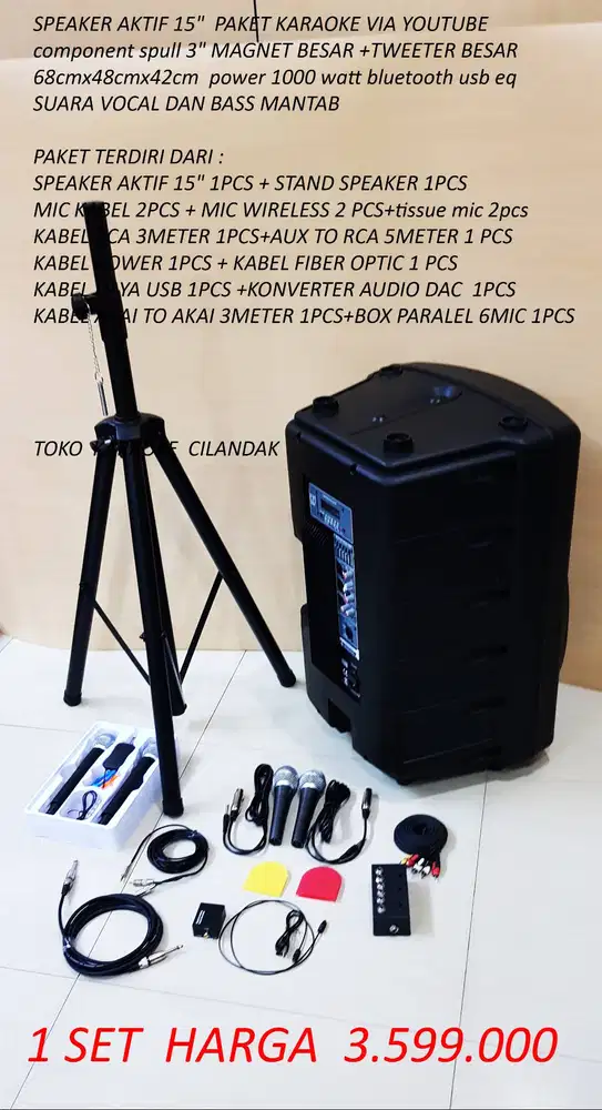 speaker aktif 15in lengkap