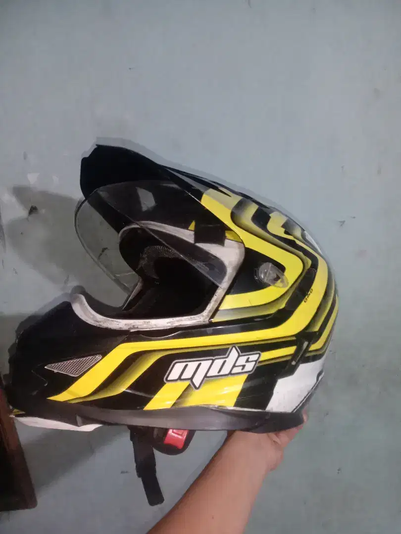 Helm MDS Super Pro Yellow White Full Face Trail Original