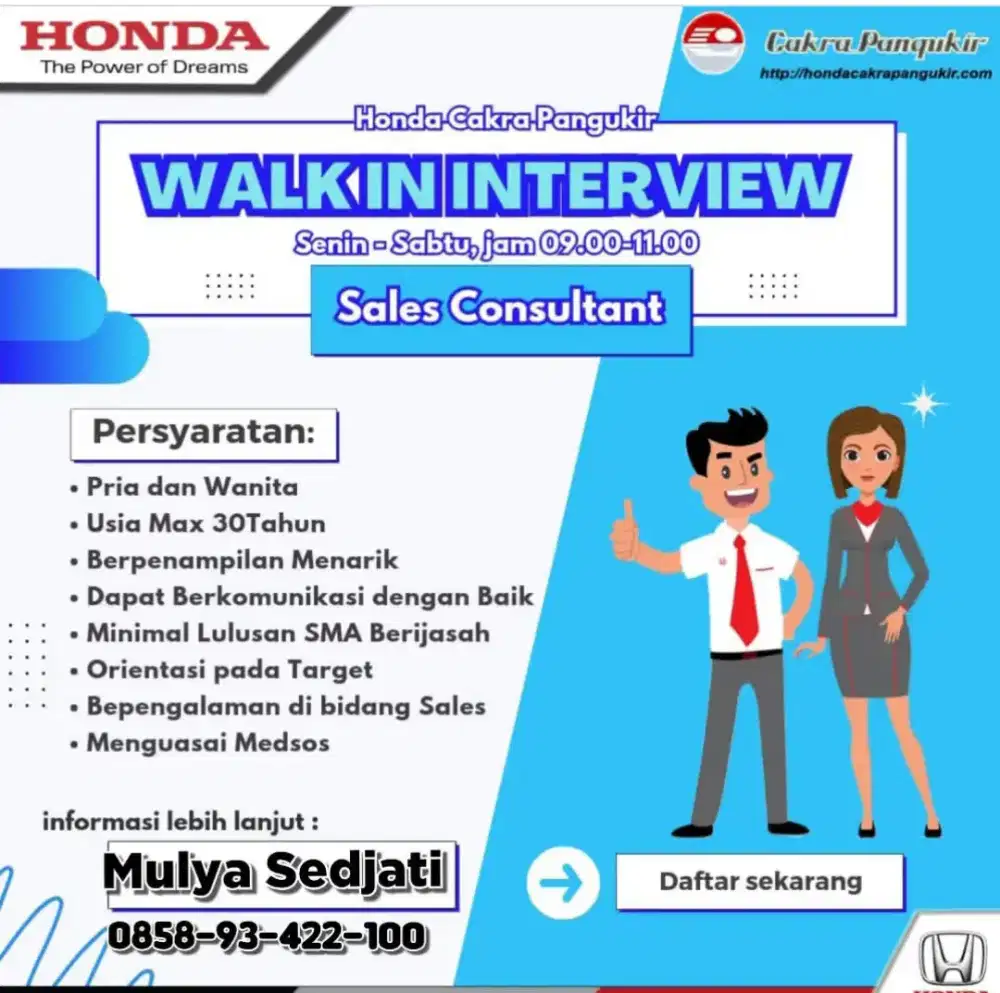 Dicari Sales consultan otomotif