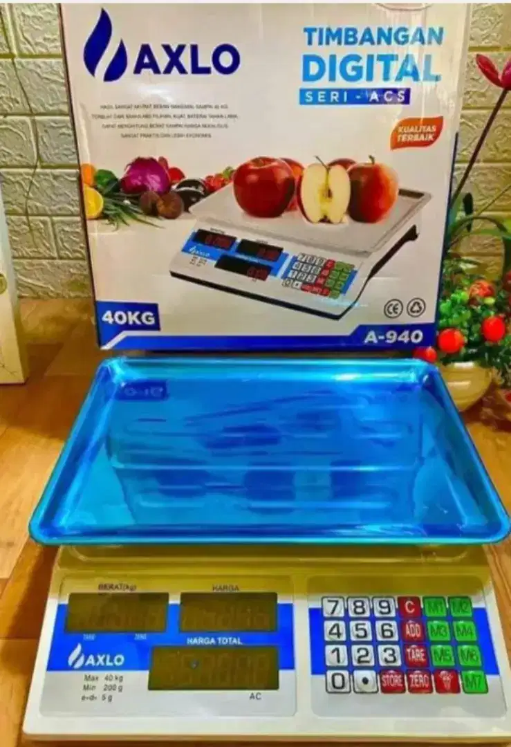Timbangan dapur 40kg 2 display meja