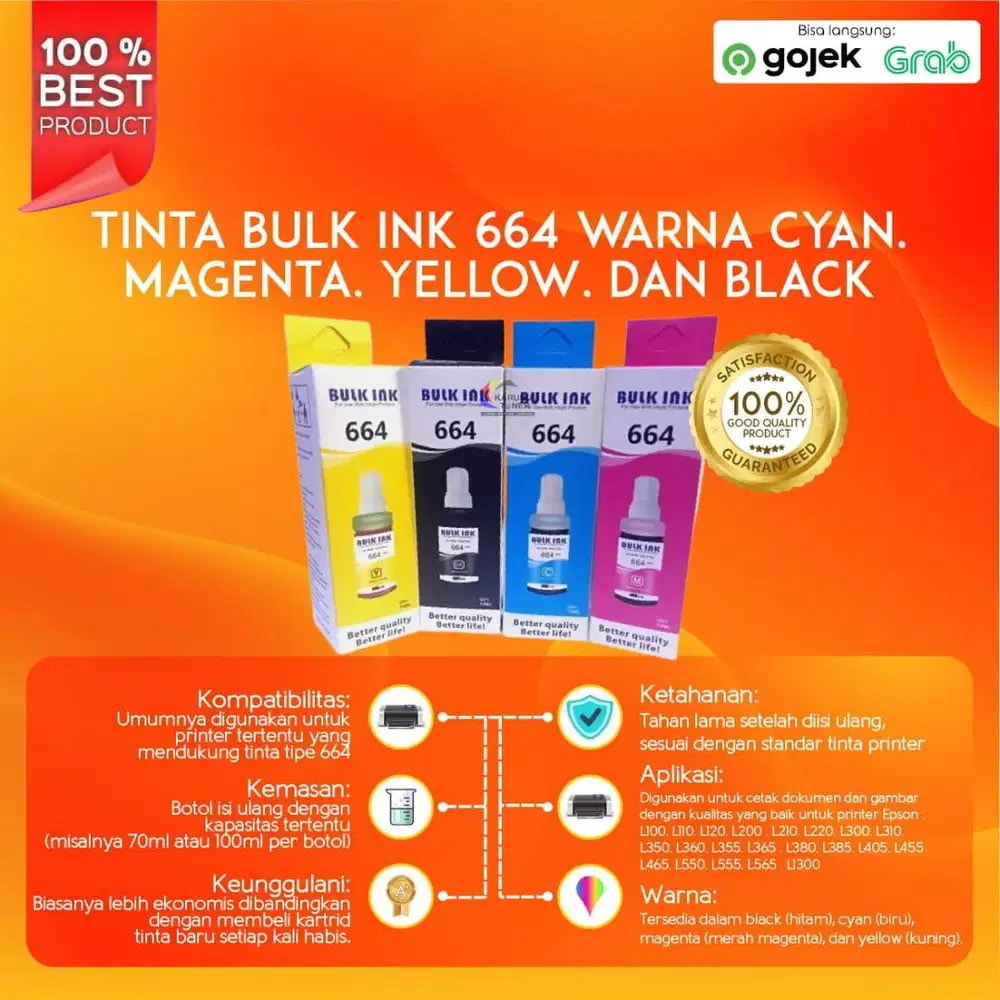 TINTA BULK INK 664 WARNA CYAN MAGENTA YELLOW BALCK