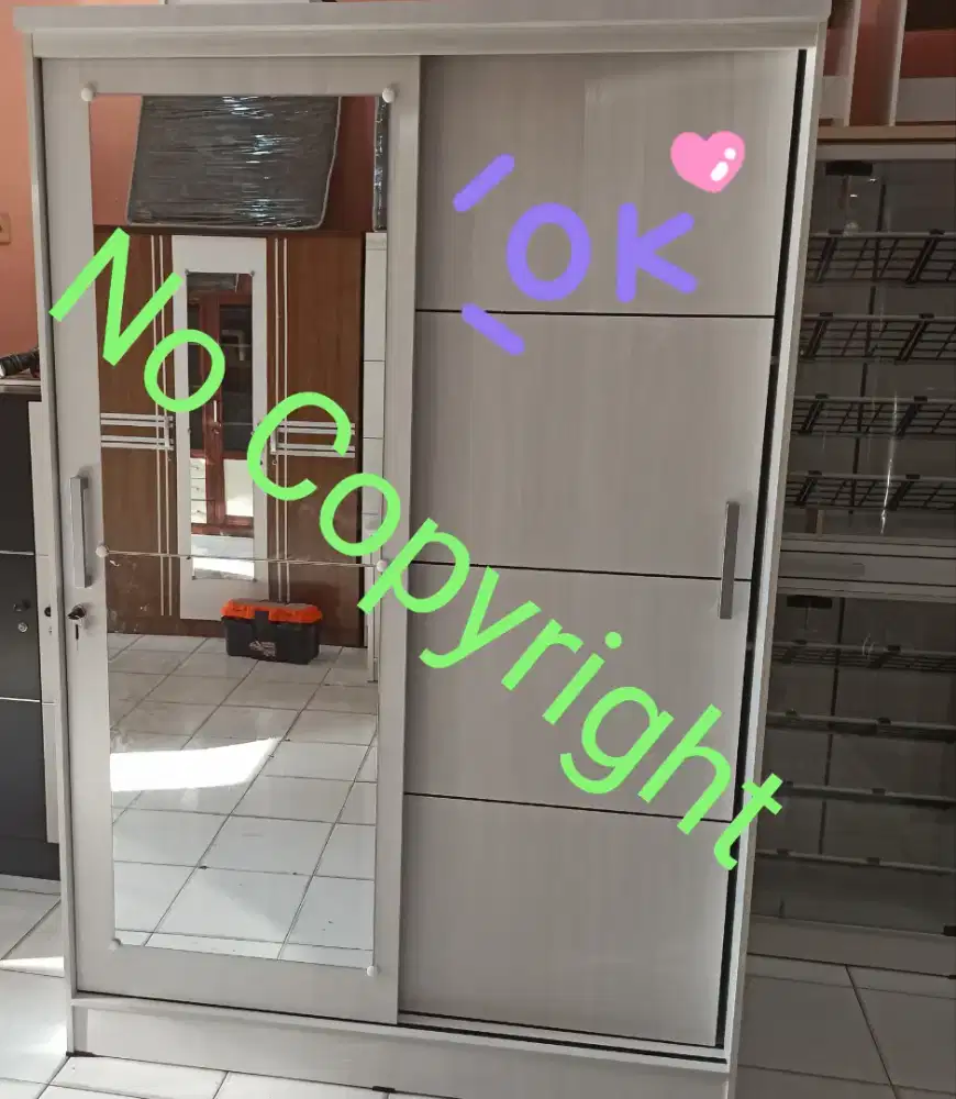 Lemari pakaian 2 pintu sliding keren gm mebel