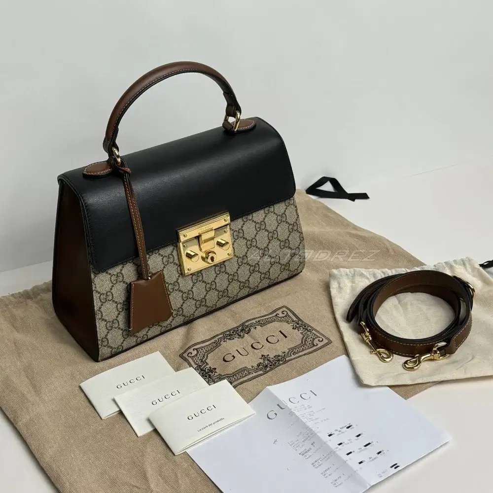 GUCCI Italy Padlock GG Supreme 100% Original Top Handle Tas Handbag