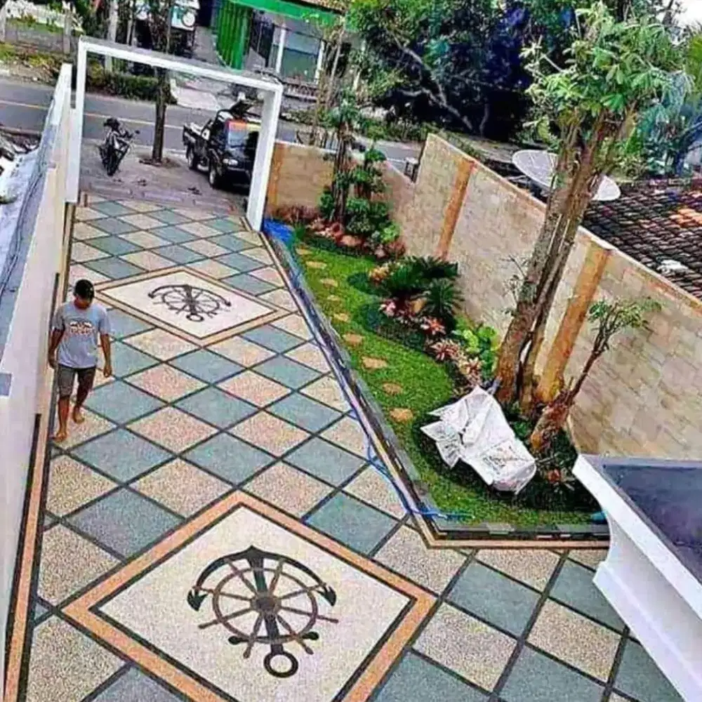 Lantai batu sikat carport