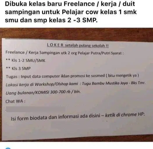 Kamu Pelajar? butuh uang jajan tambahan ? disini saja.