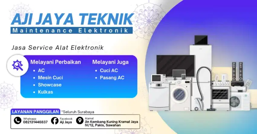 servis ac,mesin cuci,showcase,kulkas