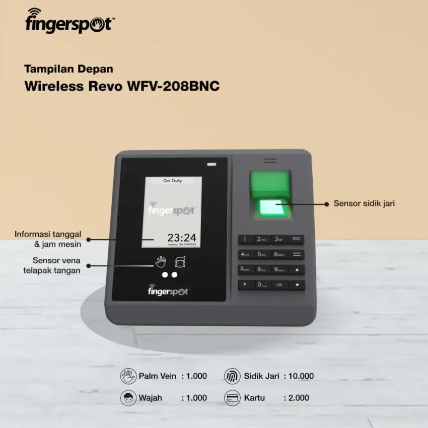 Mesin Absensi Fingerspot Revo WFV-208BNC