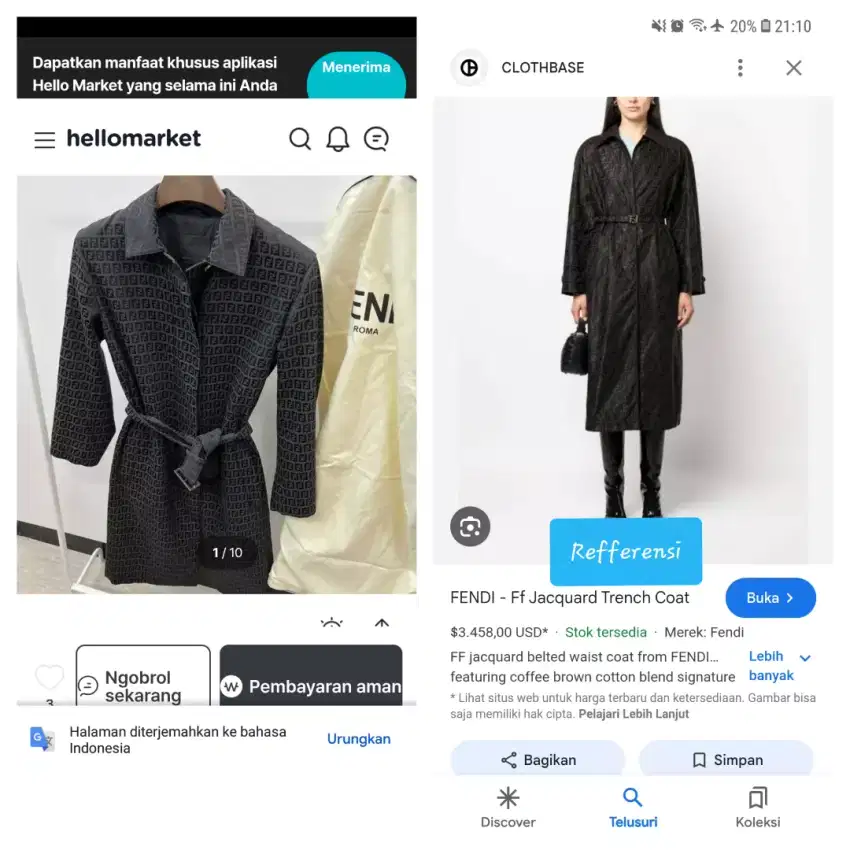 Auth fendi trench coat/long dress monogram