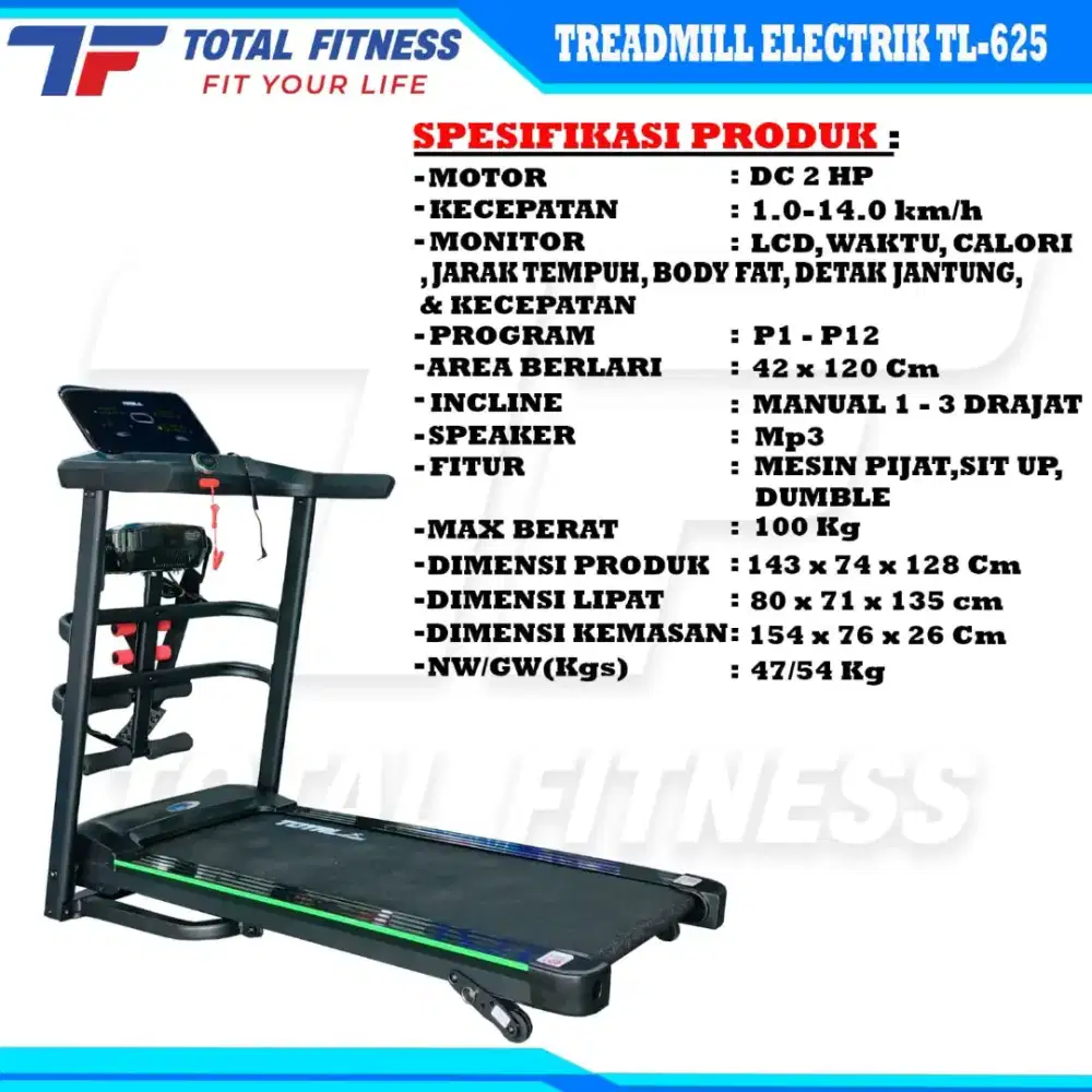 ALAT OLAHRAGA TREADMILL ELEKTRIK TF625