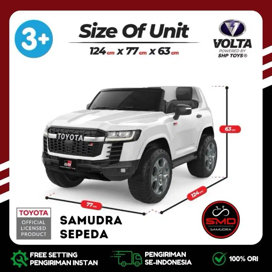 Mobil Aki Mainan Anak Remot Merk SHP Volta 5077 Land Cruiser 300 Eva