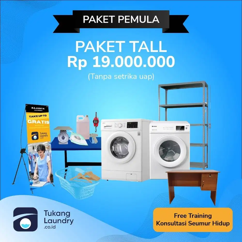 Paket Usaha Laundry Paket TALL siap Profit 19 Juta-an Khusus Pemula