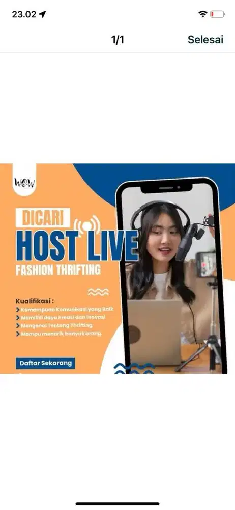 Lowongan kerja host live Parttime