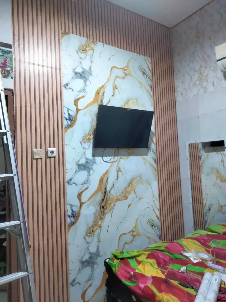 Jasa pasang wallpaper, WPC panel, wall stiker, wallboard dll