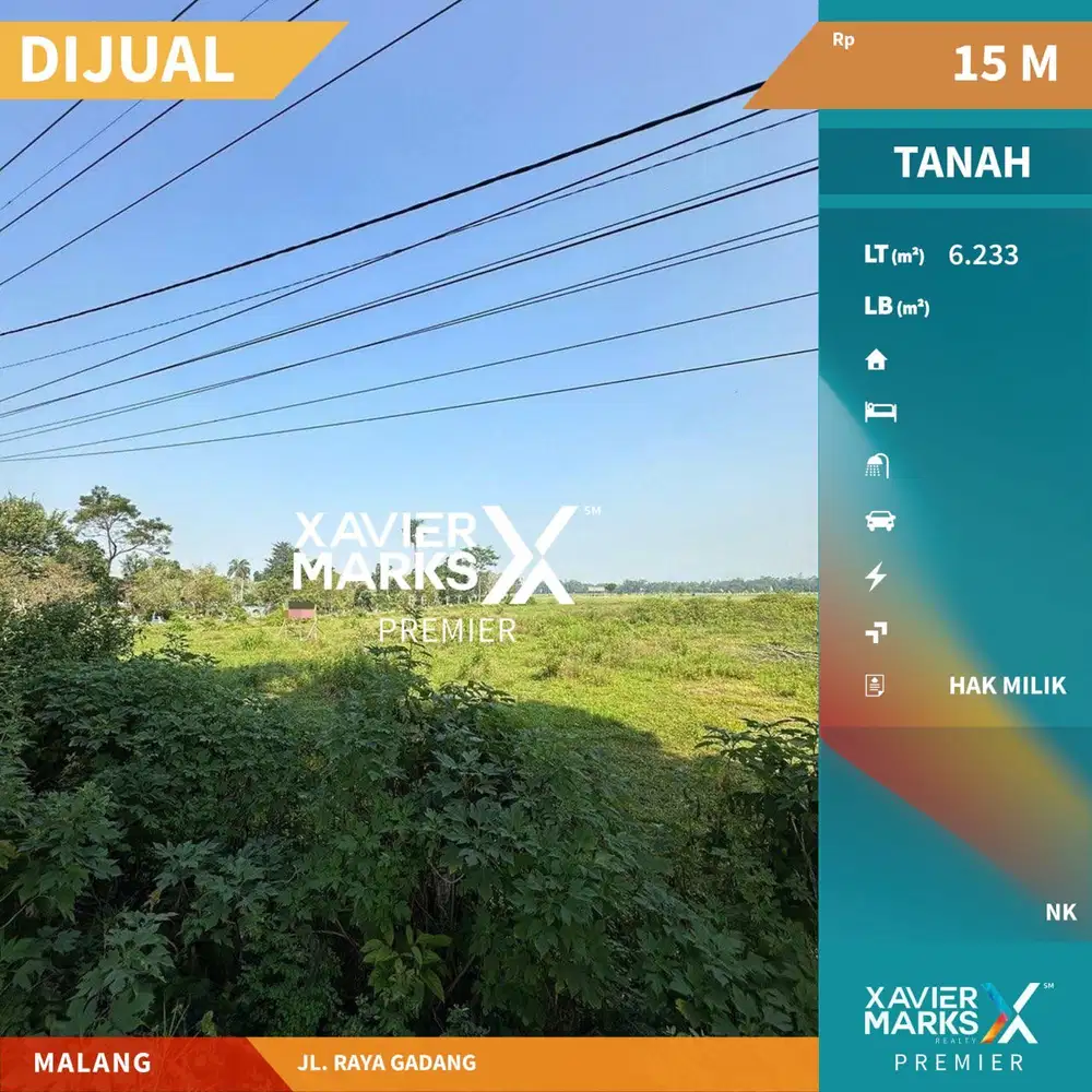 Dijual Tanah Luas strategis Nol jalan besar Raya Gadang Malang