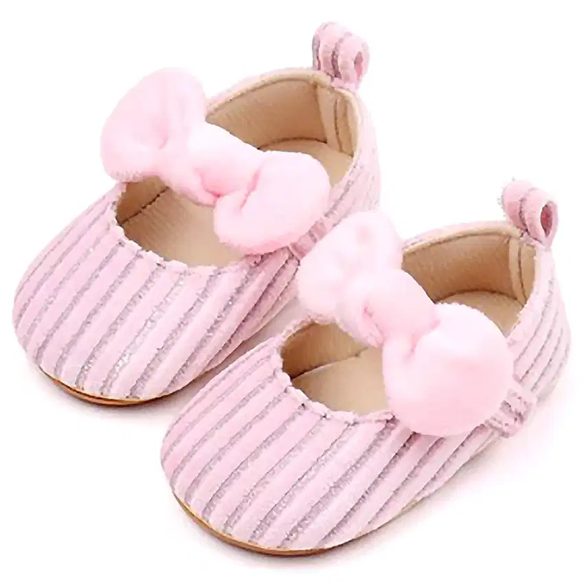 250221A Baby Girl PreWalker Shoes Pink Bow Strap Anti-Skid Ballerina B