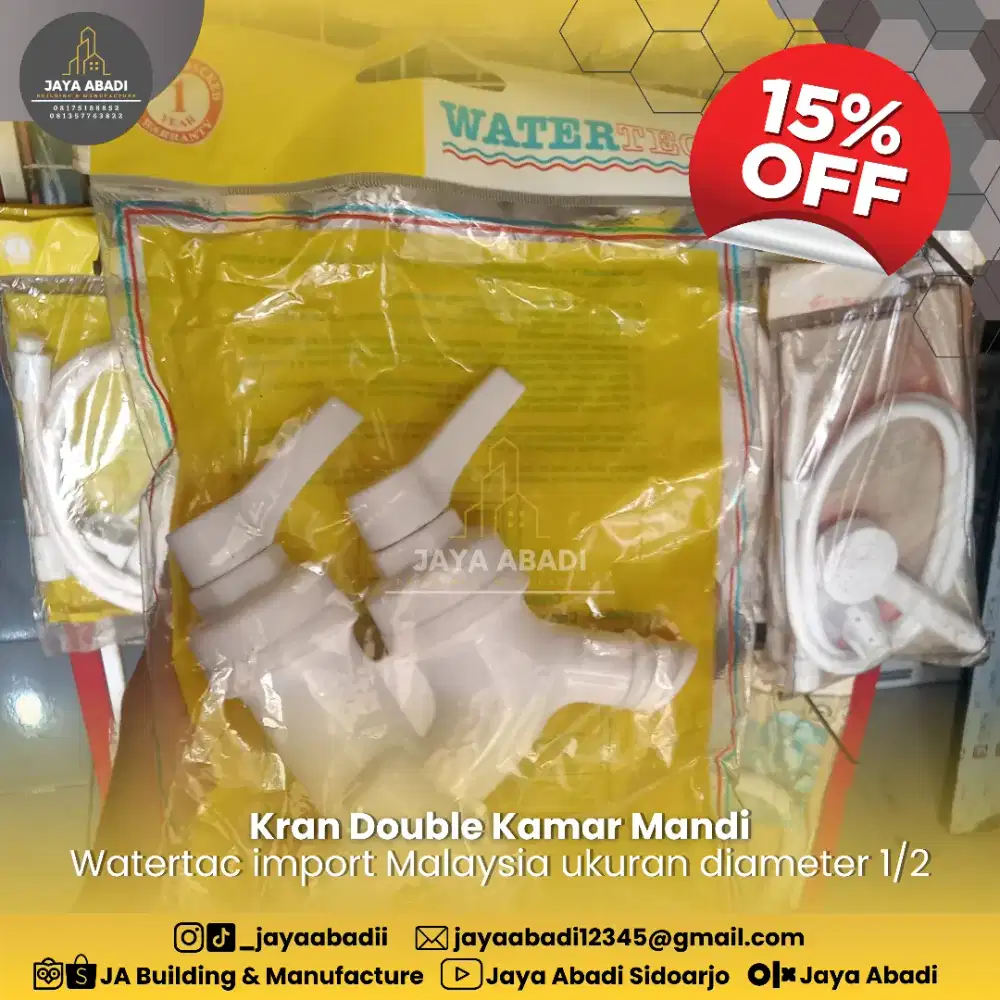 15% OFF! KRAN DOUBLE WASTAFEL DAN KAMAR MANDI WATERTAC