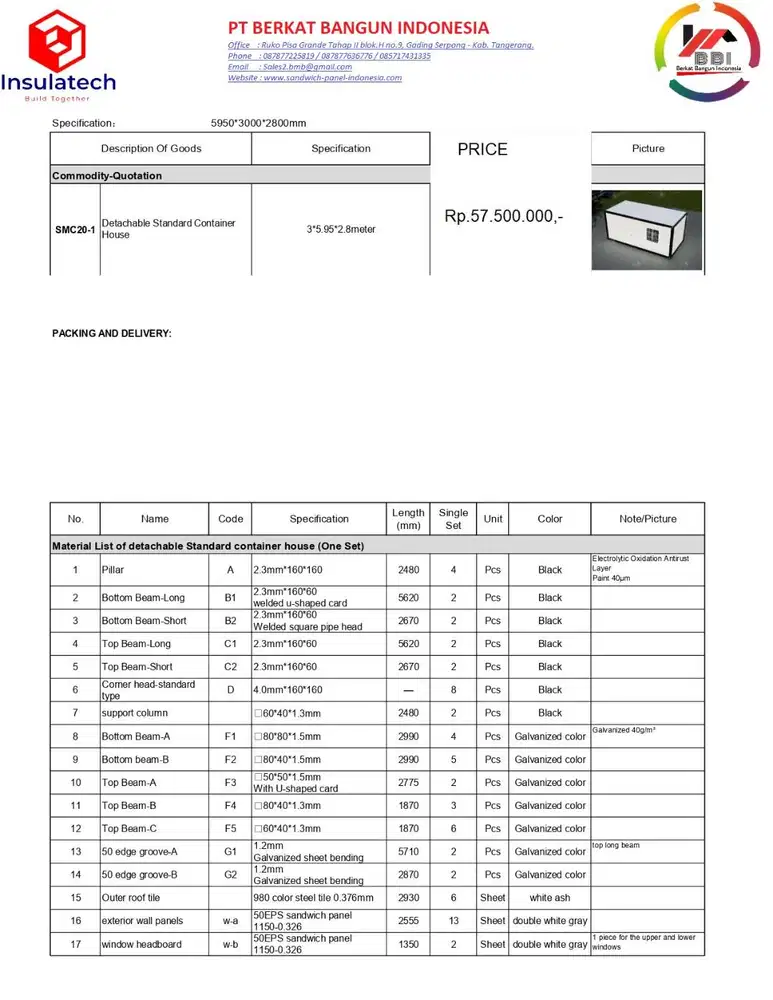 Bangunan Modular Sandwich Panel EPS