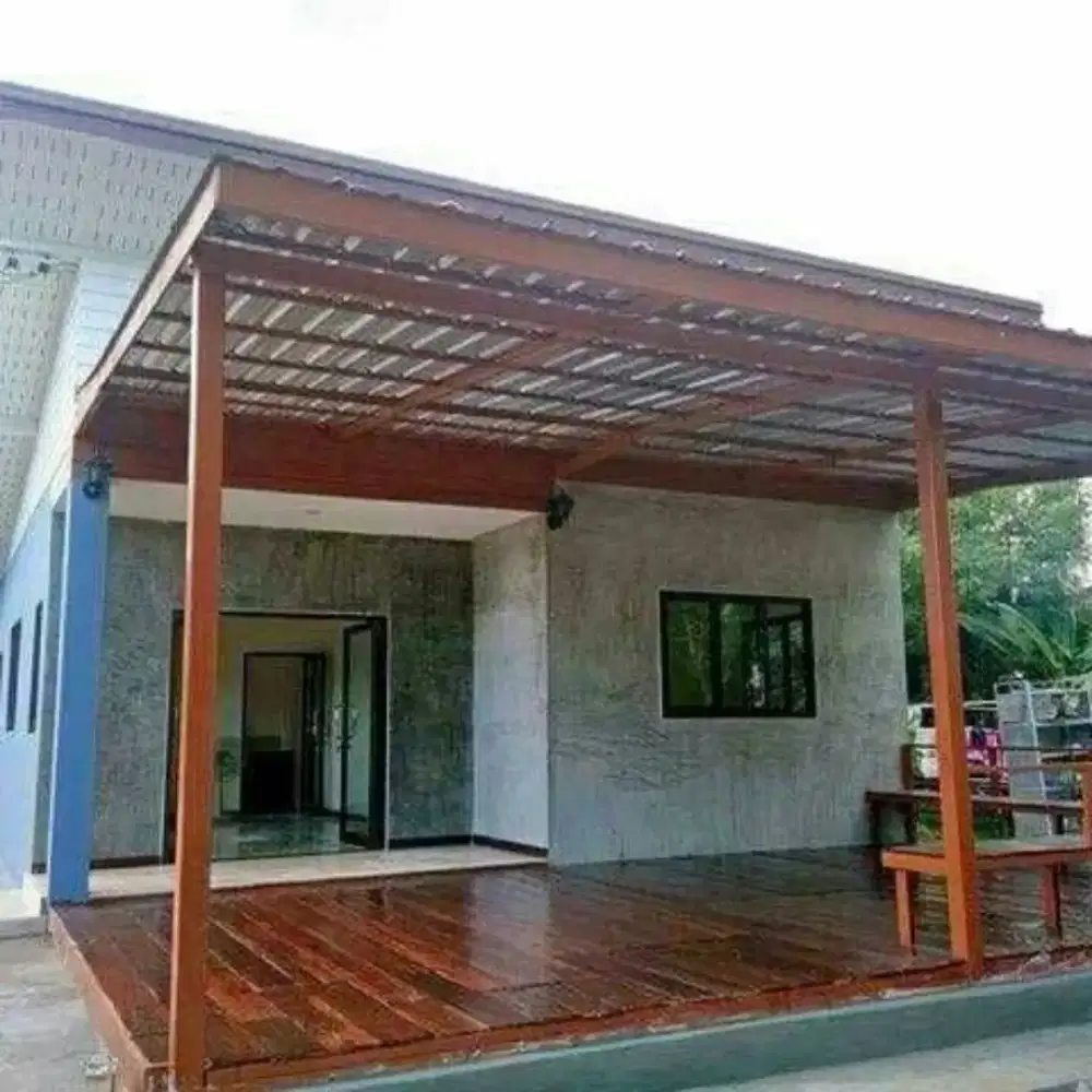 Kanopi atap galvalum rangka hollow galvanis moderen bergeransi