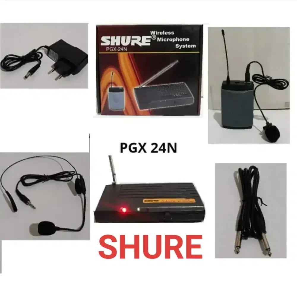 SHURE Mic Wireless PGX 24N ClipOn Headset Bando utk imam atow senam