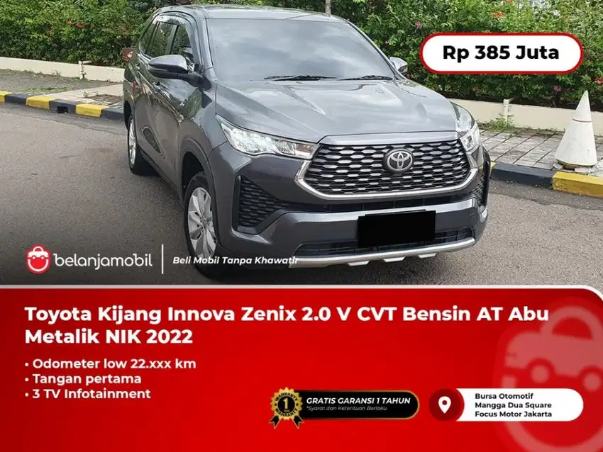 [LOW KM] Toyota Kijang Innova Zenix 2.0 V CVT Bensin AT Abu 2022/2023