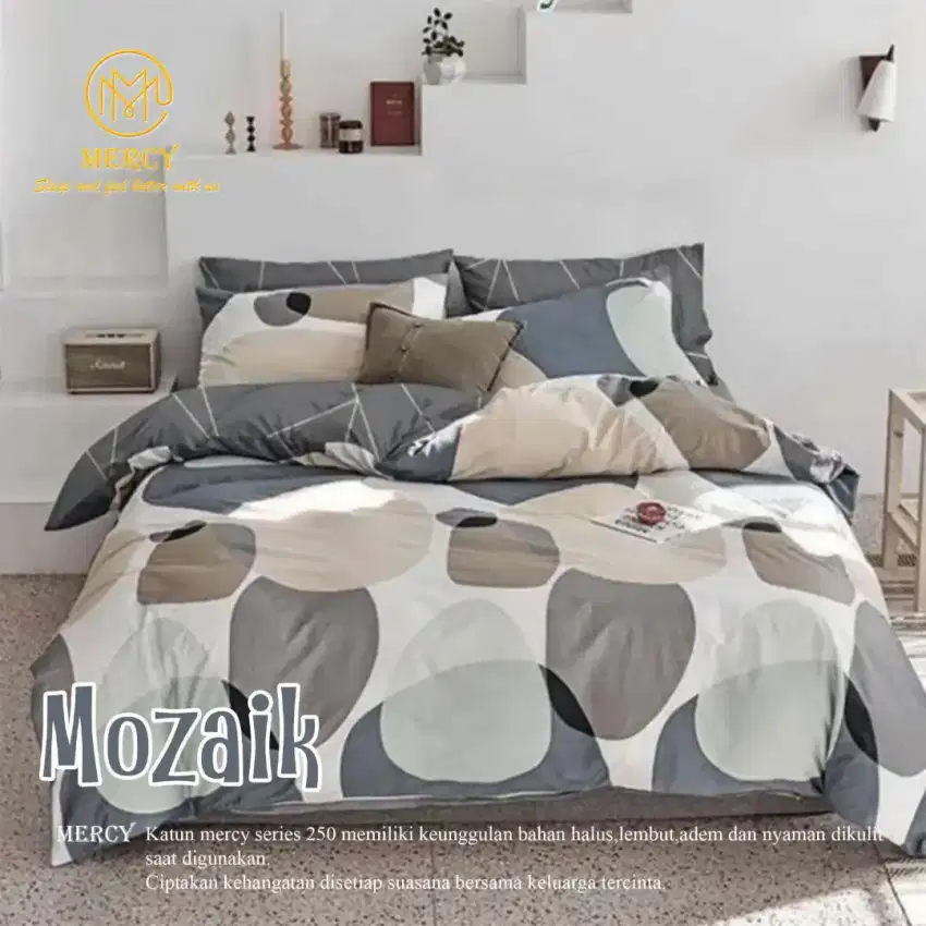 Seprei set katun dingin motif abstrak