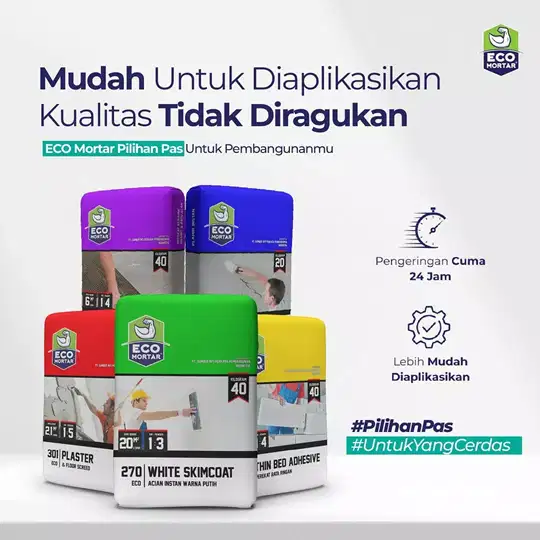 Semen Instan Eco Mortar Plester Acian Perekat Bata Ringan Keramik