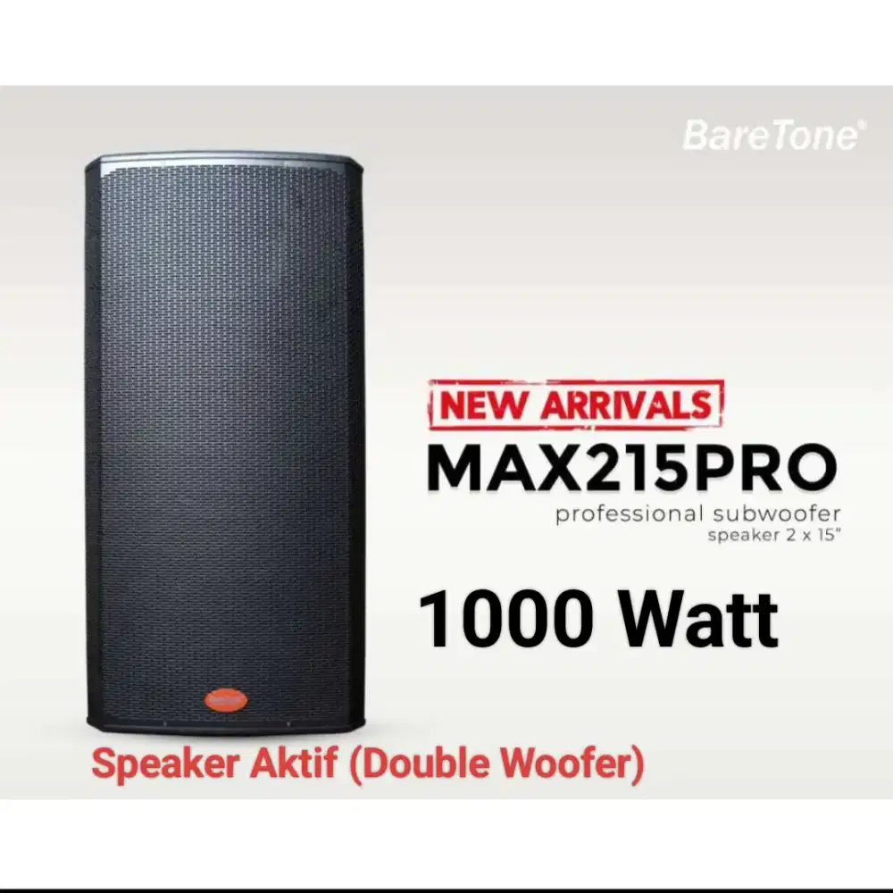 Speaker Aktif Double Woofer 15 Baretone Max215Pro 1000watt