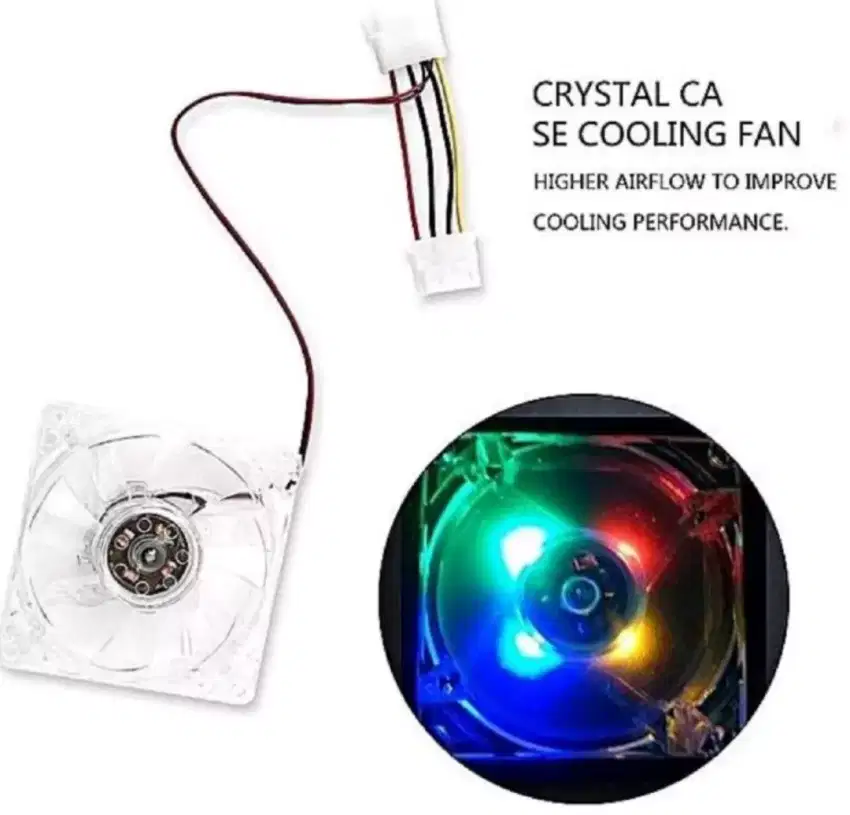 Kipas Chasing PC 8 Cm Transparant Silent Fan Case With 4 LED DC 12V