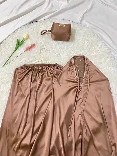 Mukena silk armani warna polos ukuran dewasa, kode AN