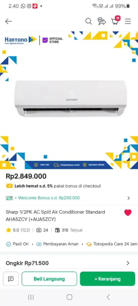 AC Sharp 1/2 PK Low Watt Aman Sehat