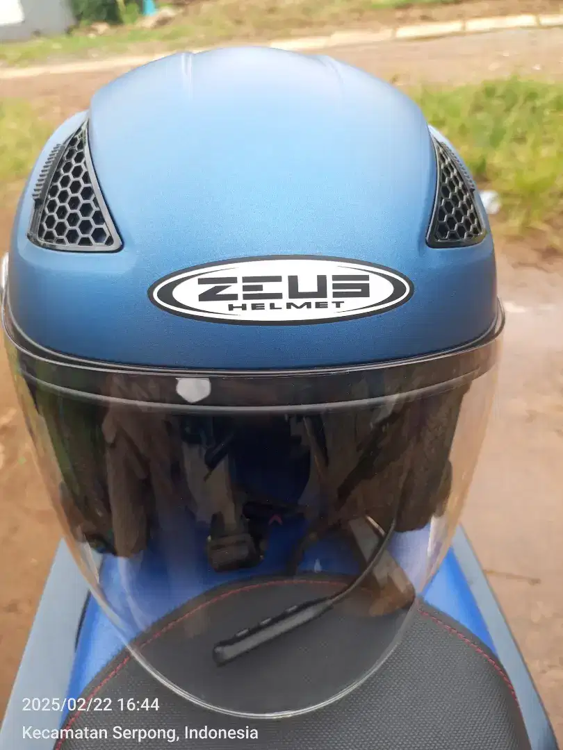 Helm Zeus 610 biru doff double visor