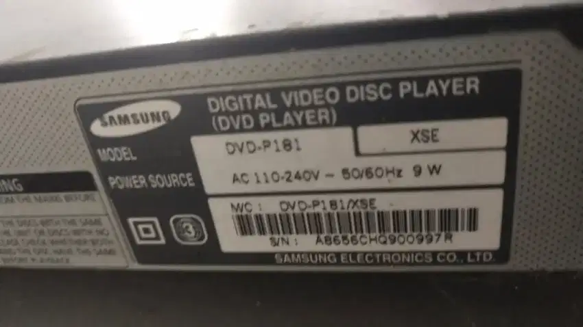 Samsung dvd player model dvd P181