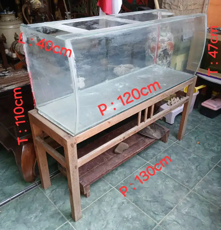 AQUARIUM + MEJA KAYU