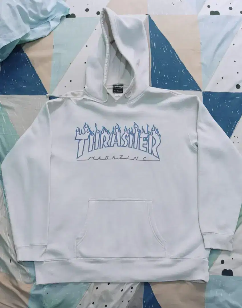 Hoodie Thrasher Blue Flame Japan Market White