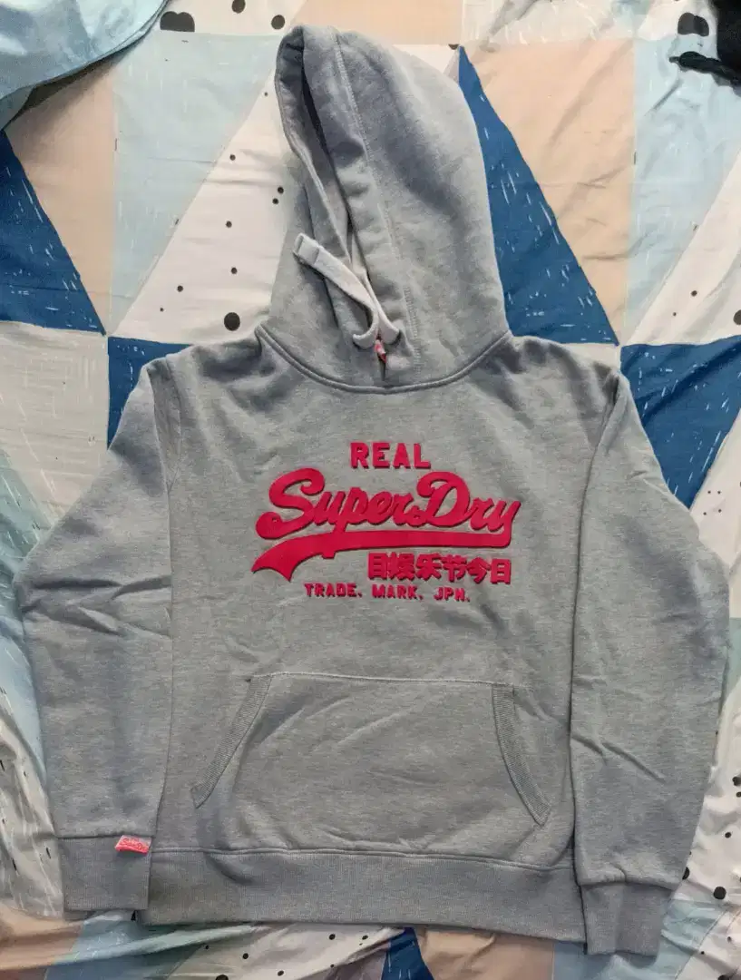 Hoodie Super Dry Japan Wave Logo Grey