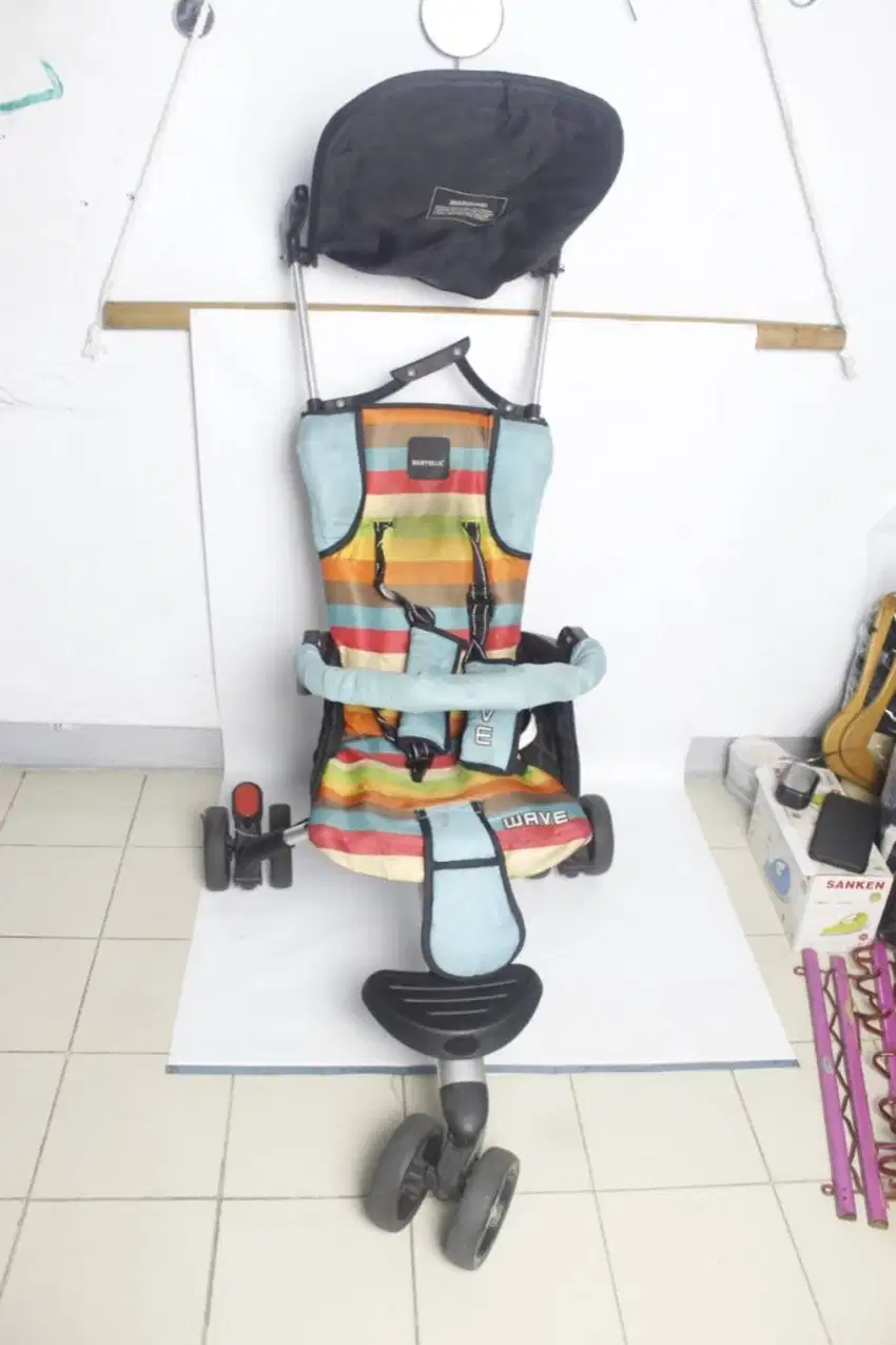 Troli Bayi Lipat Portabel dengan Tenda – 3 Roda second like new