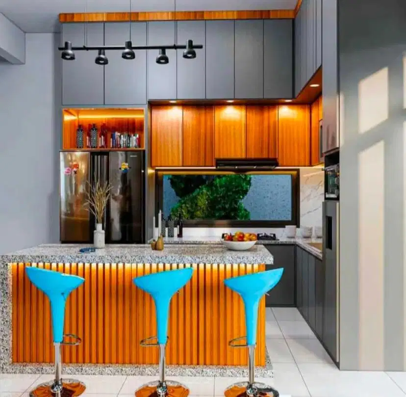 interior design kitchen set kamar set wardrobe lemari backdrop tv