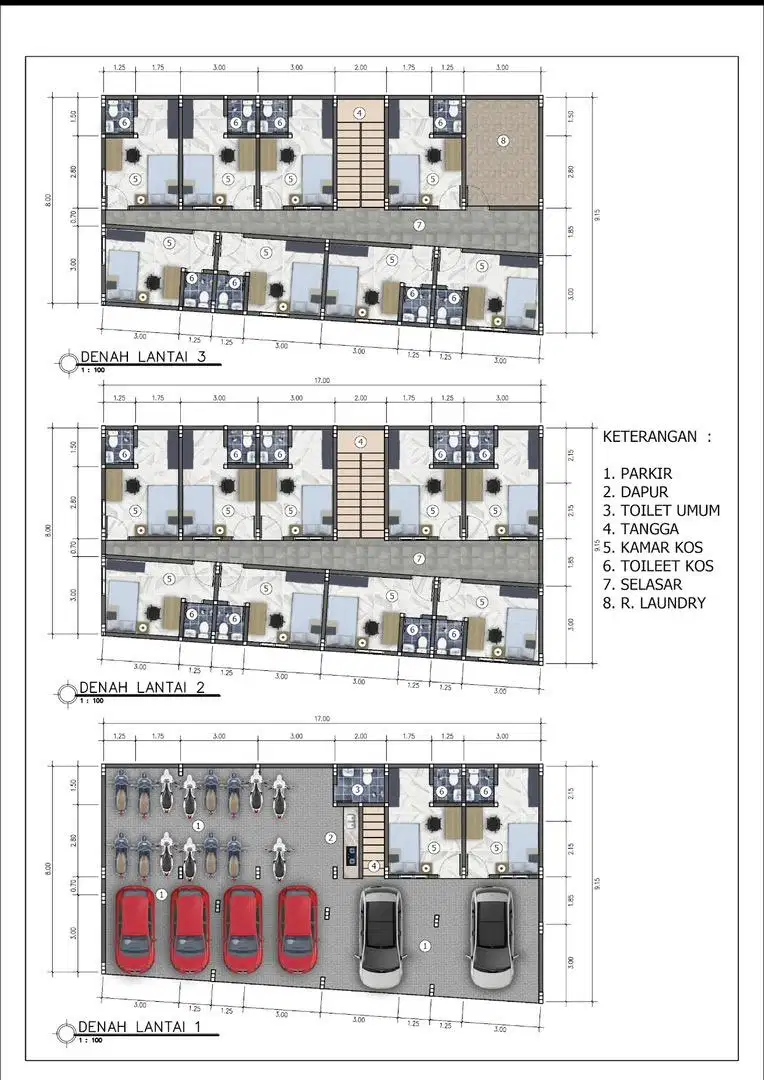 DIJUAL KOST BARU 19 KAMAR 3 LANTAI BAWAH FULL PARKIR 3
