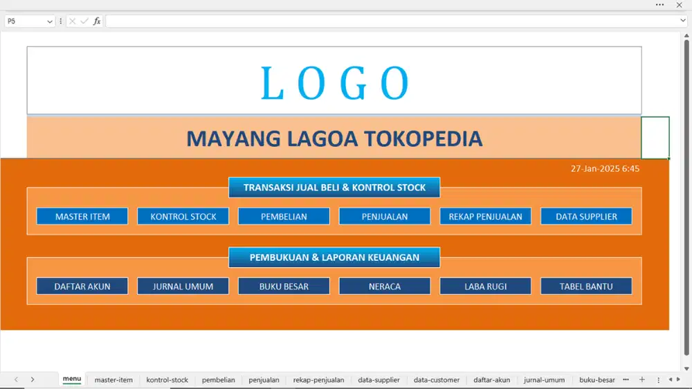 Program Software Aplikasi Excel Penjualan & Keuangan Plus Invoice