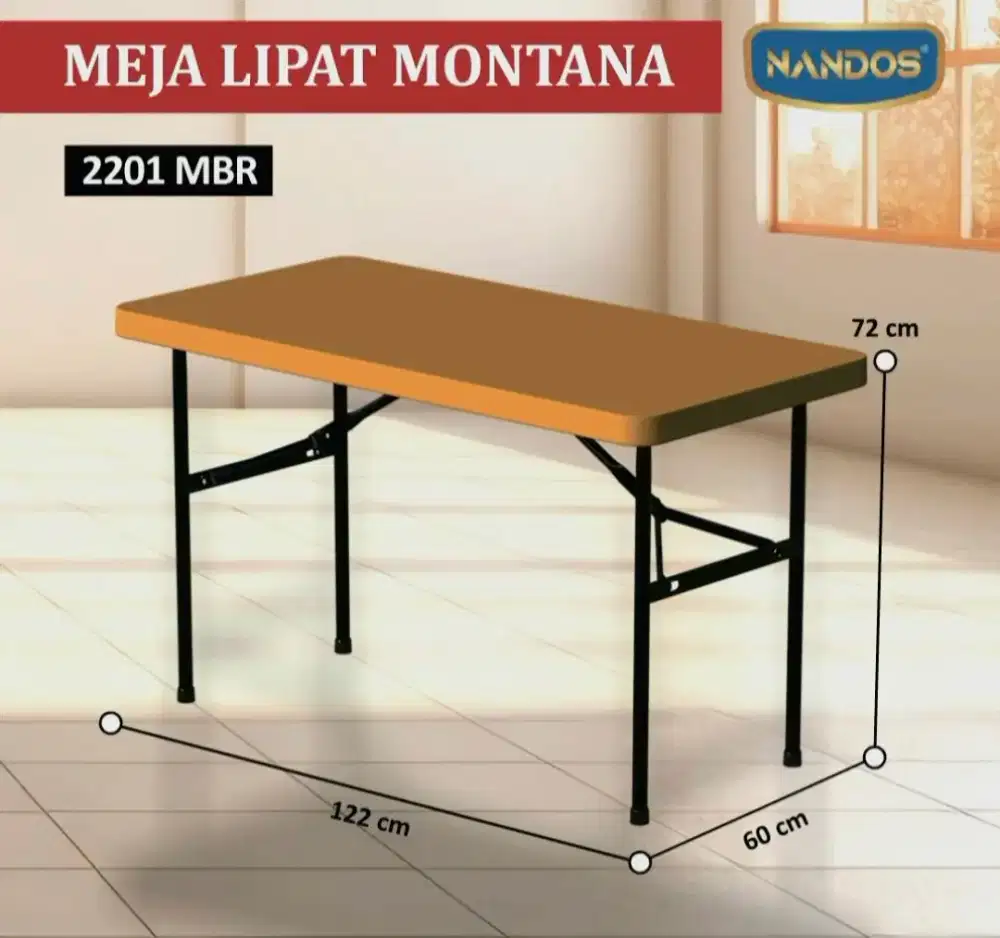 Meja Makan Plastik Tebal Kaki Besi Lipat