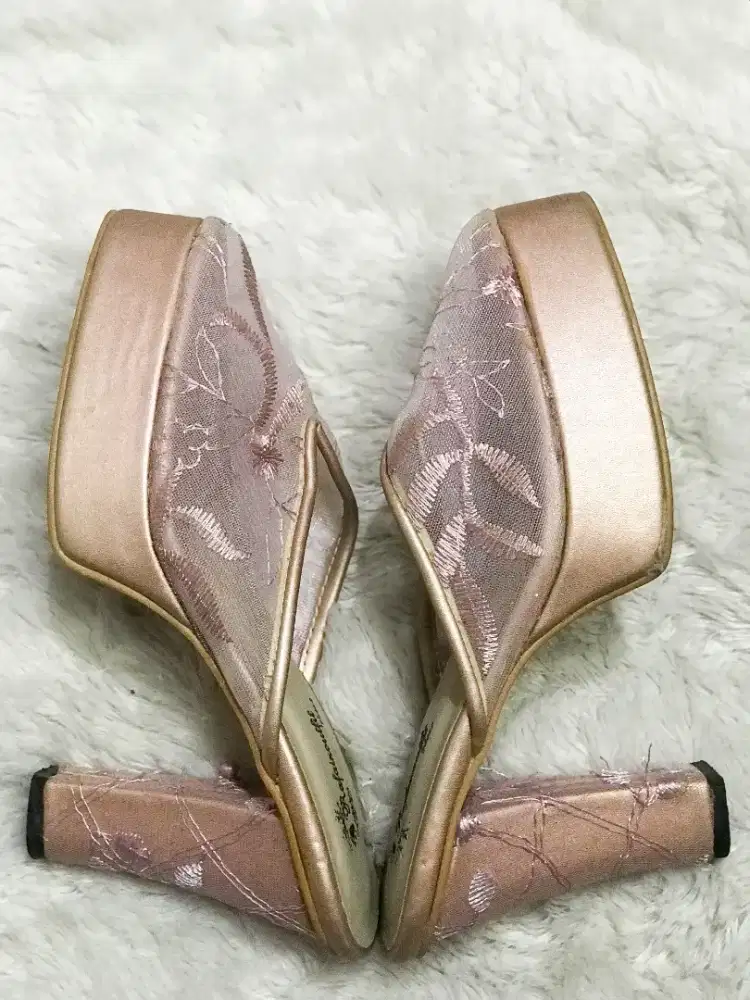 (jualcepat) SEPATU PESTA BRUKAT PINK 9CM, belum pernah dipakai