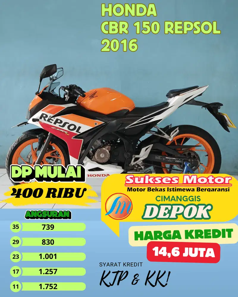 HONDA CBR 150 REPSOL TAHUN 2016 promo dp 400 ribu khusus bulan ini aja
