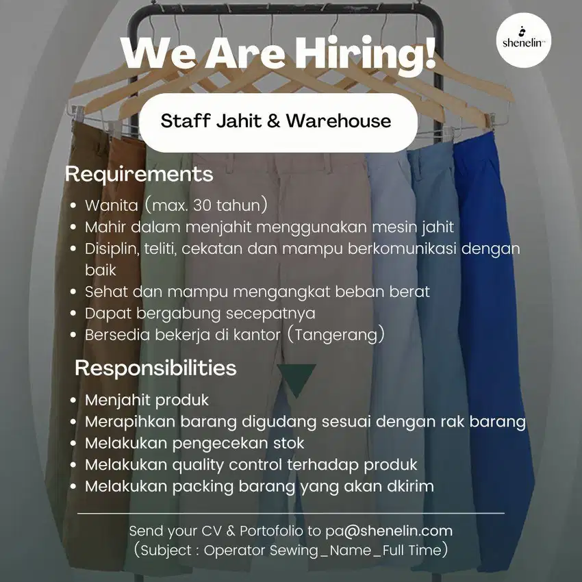 Staff Jahit & Warehouse