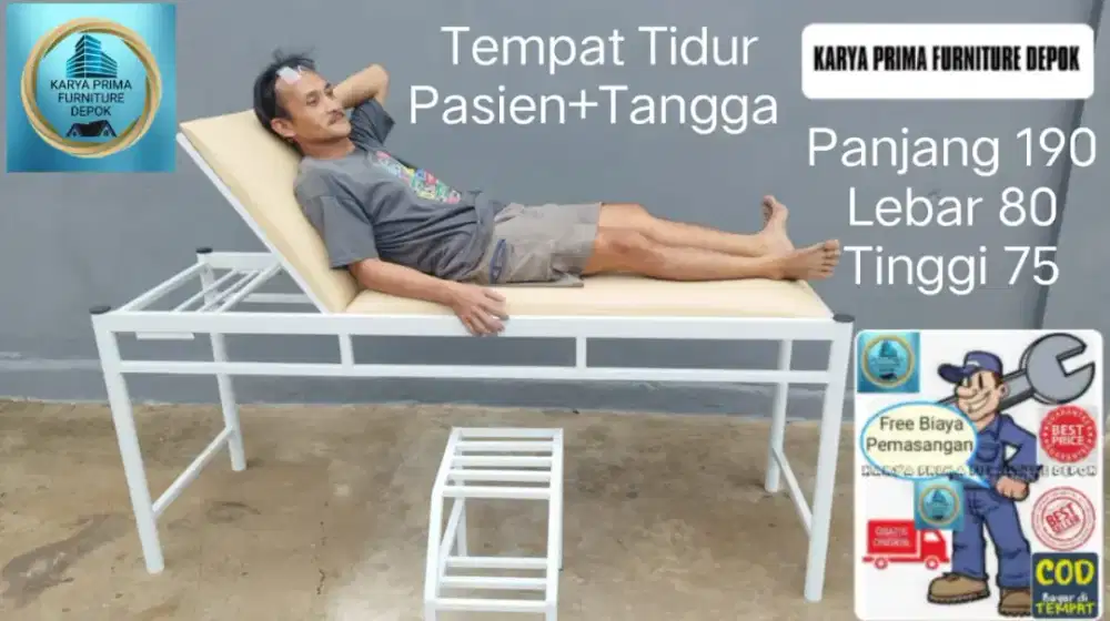 Ranjang Besi Pasien kuat dan awet plus kasur busa 190x80x75 dr besi.
