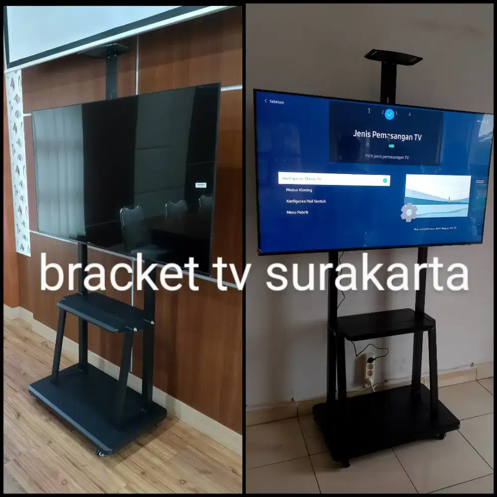 Bracket tv model standing dengan roda (breket/braket)